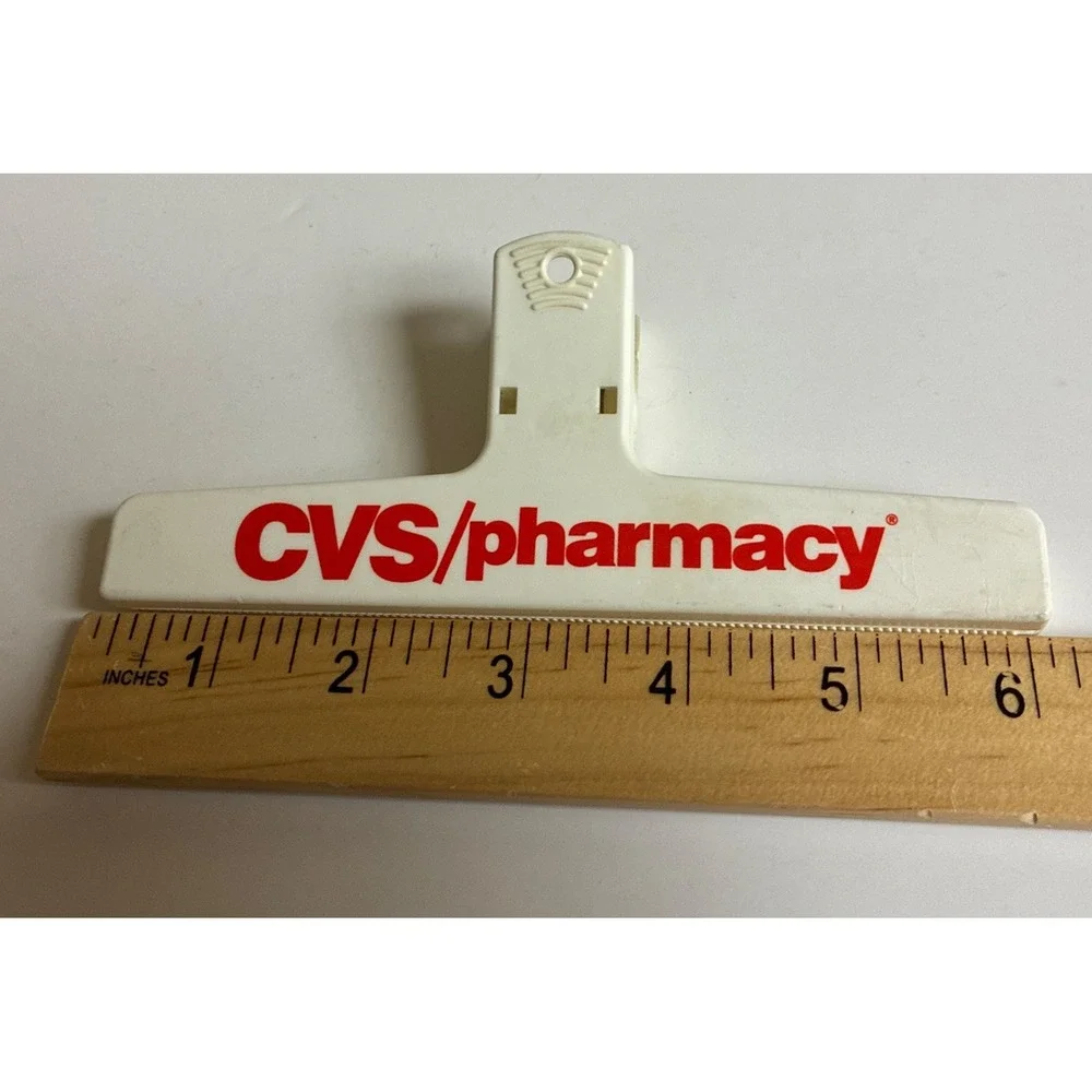 Bag Clip CVS Pharmacy Red Board File Chips Plastic 6in‎ Vintage